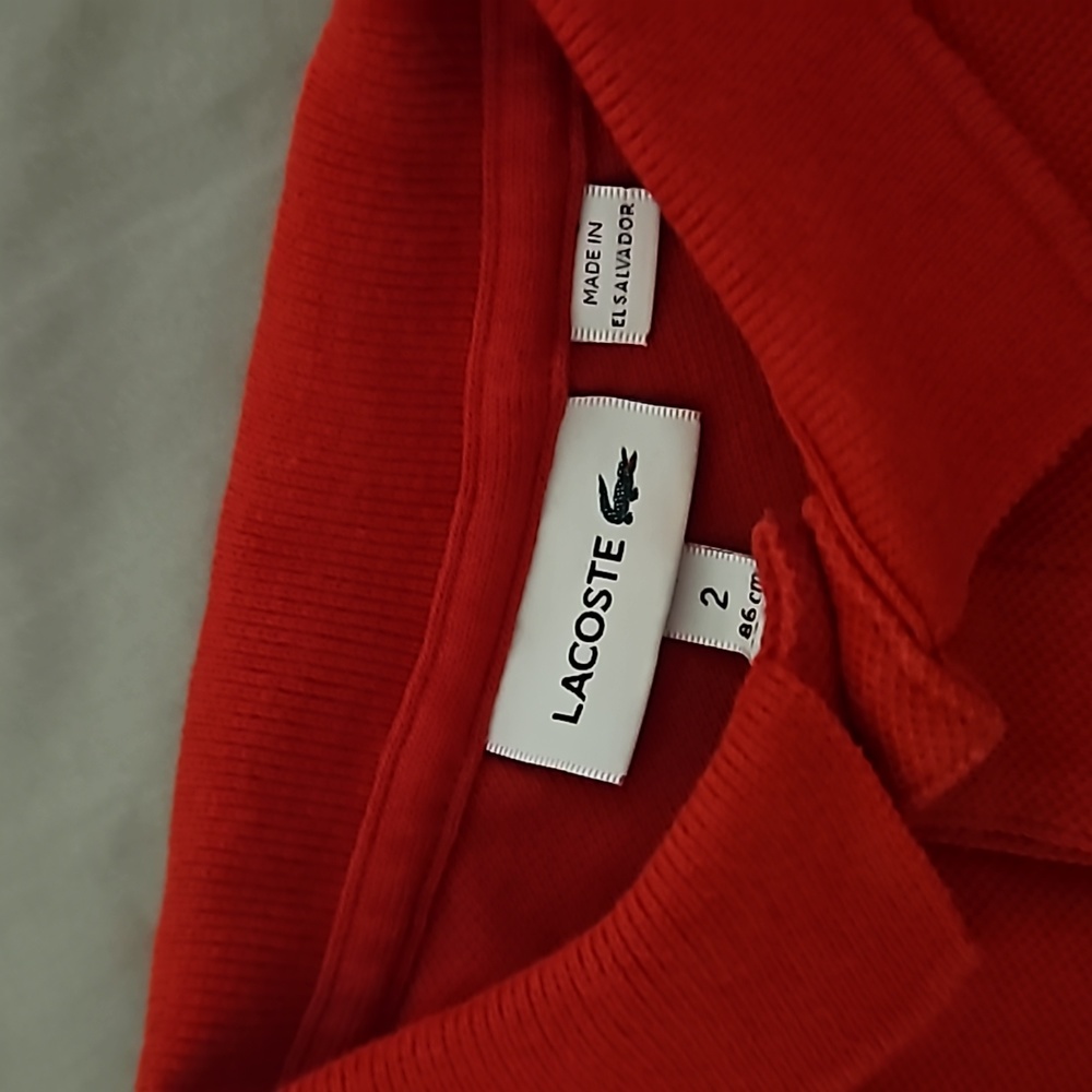 Lacoste polo shirt, size 2, red. - Picture 2 of 2